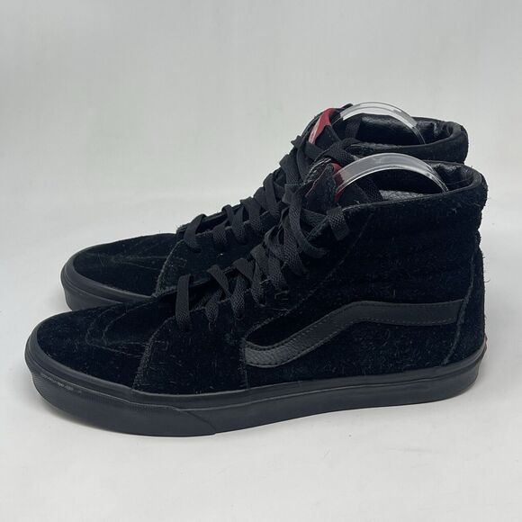 Vans SK-8 Hi Shoes Mens 8.5 Womens 10 Triple Black Canvas Suede Skate Sneakers - Picture 2 of 16